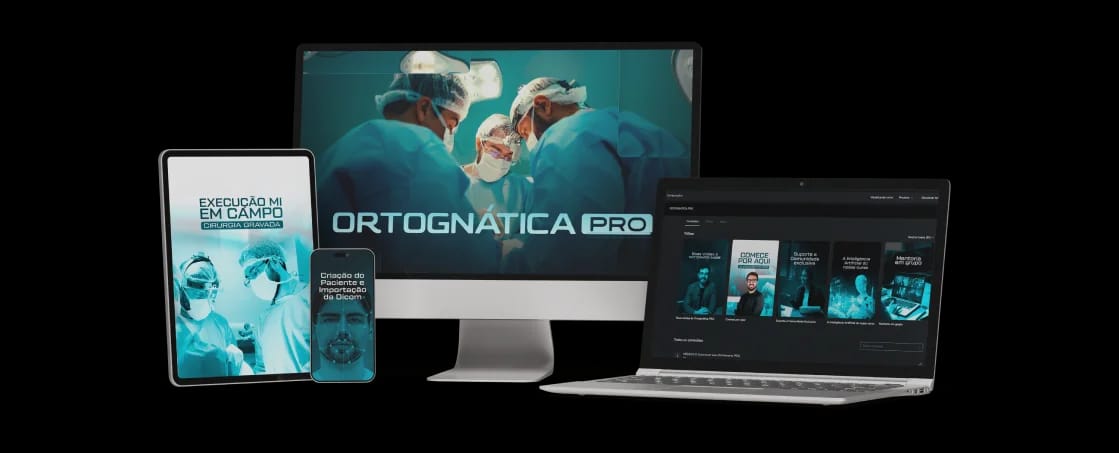 Plataforma Ortognática PRO em monitor, tablet, celular e laptop